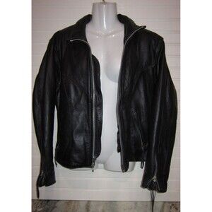 Thinsulate 3M Womens Black Leather Live To Ride Motorcycle Jacket Size L